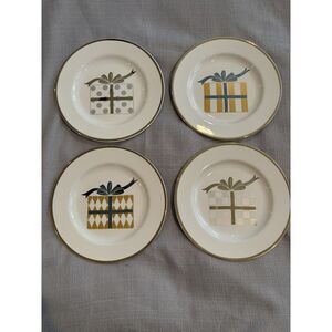 Rare Discontinued American Atelier "Gala 5299" Holiday Porcelain Plates-Set of 4